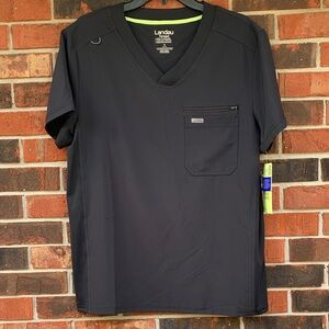 Landau 2-Pocket V-Neck Men's Rib Knit Scrub Top